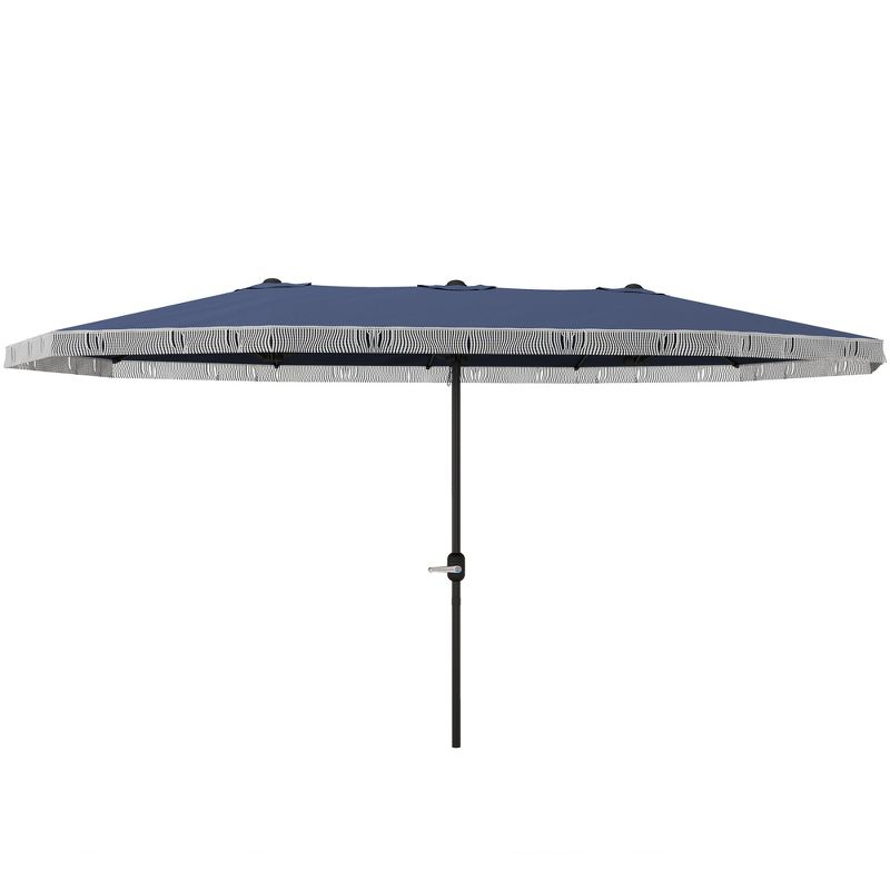 Outsunny 15ft Extra Large Patio Umbrella, UPF30+ Double-sided Rectangle Umbrella with Easy Crank Handle, 2 Vents for Garden Pool Lawn, Dark Blue