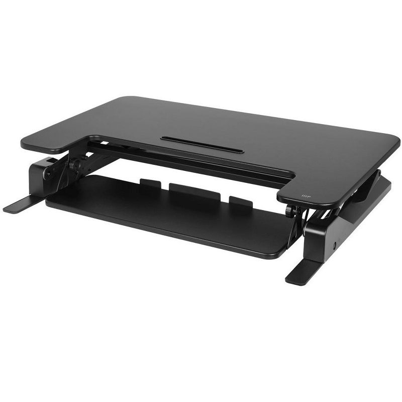 Monoprice Height Adjustable Gas-Spring Dual Handle Sit-Stand 36-Inch Workstation Desk Converter with Keyboard Tray
