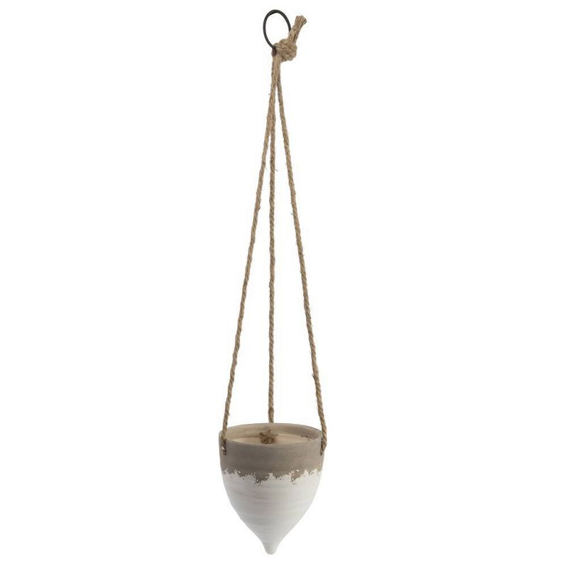 Jute Hanging Planter (8.5") - Storied Home: Indoor Bohemian Stoneware, No Assembly, Ceiling Mount
