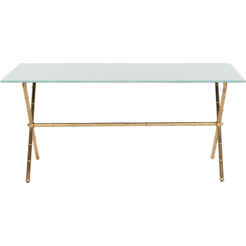 Brogen Coffee Table - Gold/White Glass - Safavieh