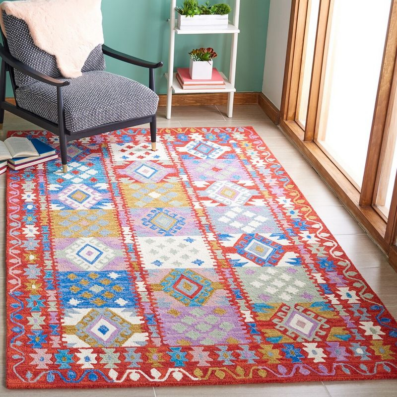 Aspen APN409 Hand Tufted Area Rug - Red/Ivory - 8'x10' - Safavieh.