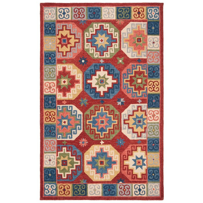 Aspen APN802 Hand Tufted Indoor Area Rug - Red/Blue - 5'x8' - Safavieh