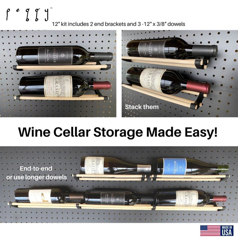 Peggy Pegboard Work Station Organizer – Hooks & Dowels for Tape, Ribbon, Wire, Crafts, Wine Rack White 1PK