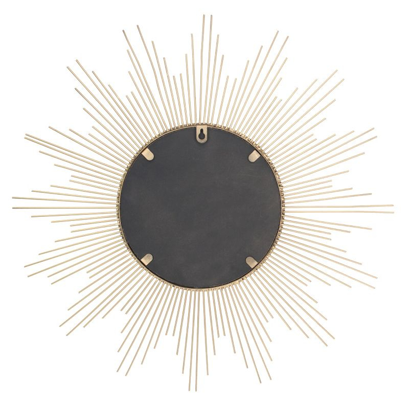 23" Metal Sunburst Wall Mirror Gold - Stonebriar Collection: Antique Finish, Boho Style, Easy to Install