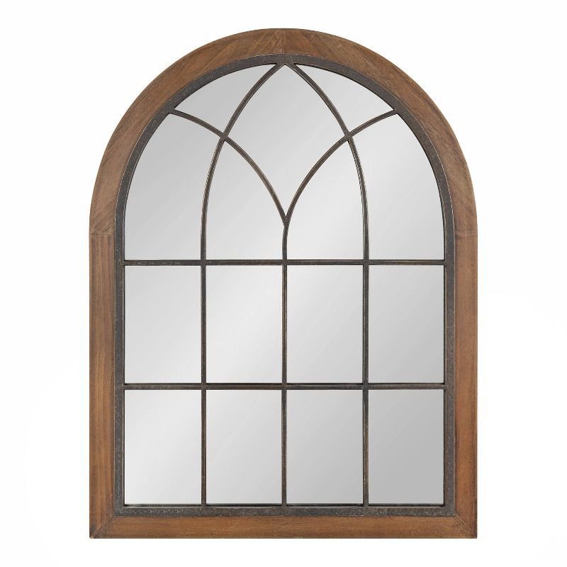 22" x 28" Nola Arch Wall Mirror Brown - Kate & Laurel All Things Decor: Modern Style, Wood Frame, Wall Mounted