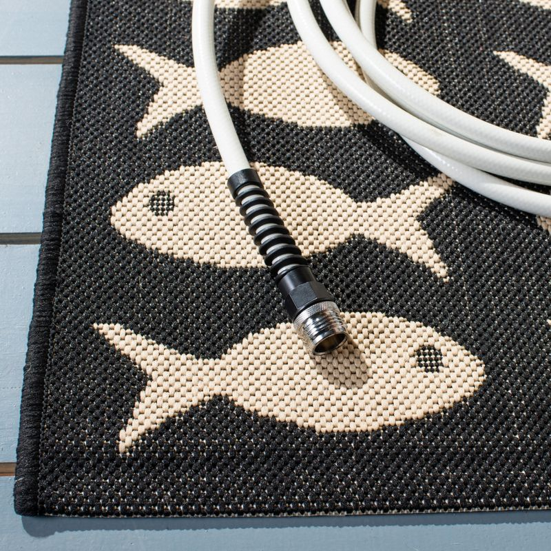 Courtyard CY6013 Power Loomed Indoor and Outdoor Accent Rug - Black/Beige - 2'x3'7" - Safavieh
