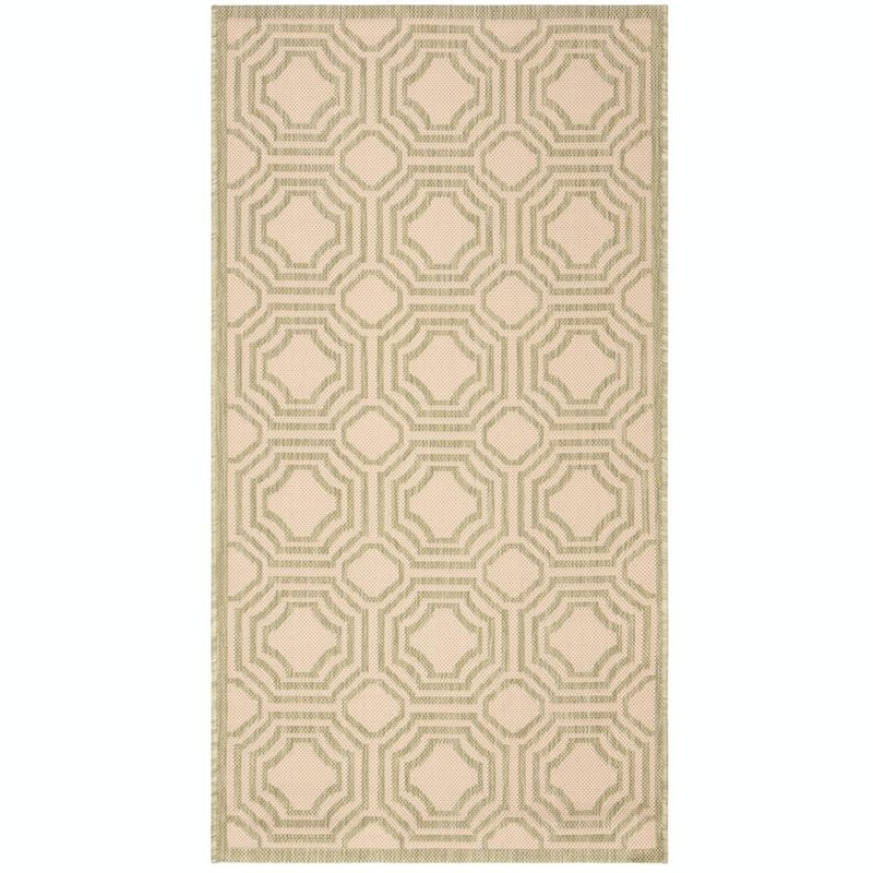Courtyard CY6112 Power Loomed Indoor and Outdoor Accent Rug - Beige/Sweet Pea - 2'7"x5' - Safavieh