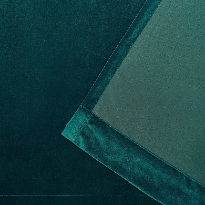 Set of 2 (84"x54") Velvet Back Tab Light Filtering Window Curtain Panels Teal - Exclusive Home: Polyester, Plain Weave