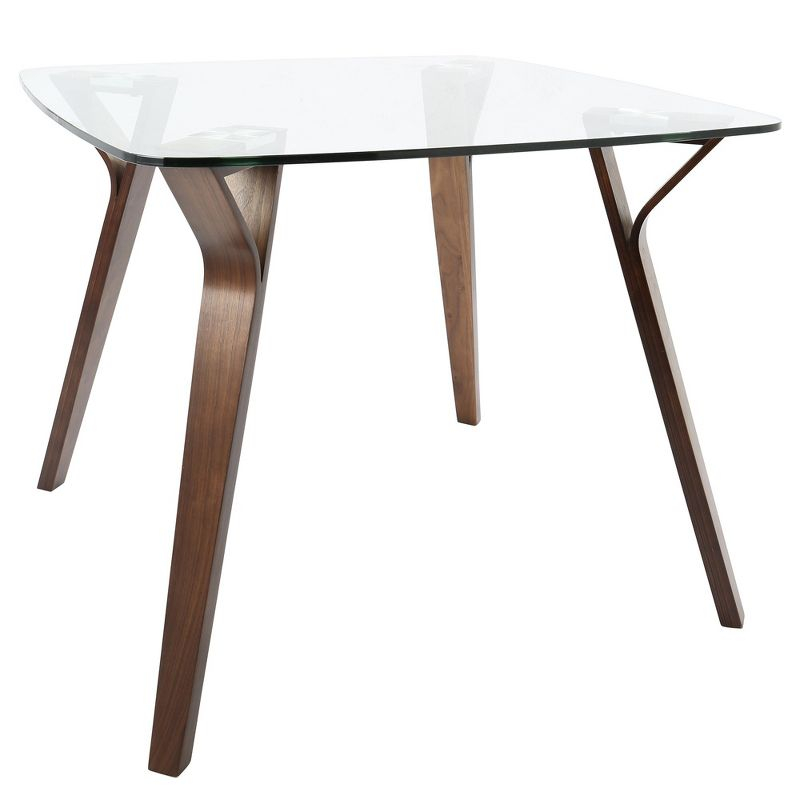 38" Folia Mid-Century Modern Dining Table Clear - LumiSource: Scandinavian Style, Glass Surface, Seats 4