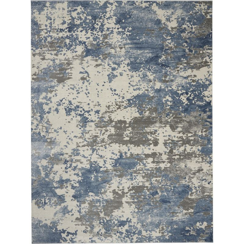 Nourison Rustic Textures Modern Brushstrokes Indoor Area Rug Grey/Blue 9'3" x 12'9"