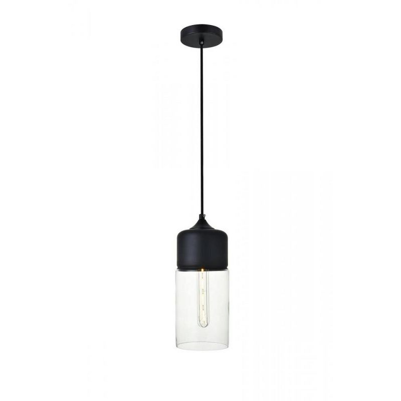 Elegant Lighting Ashwell 1 Light Black Pendant With Clear Glass