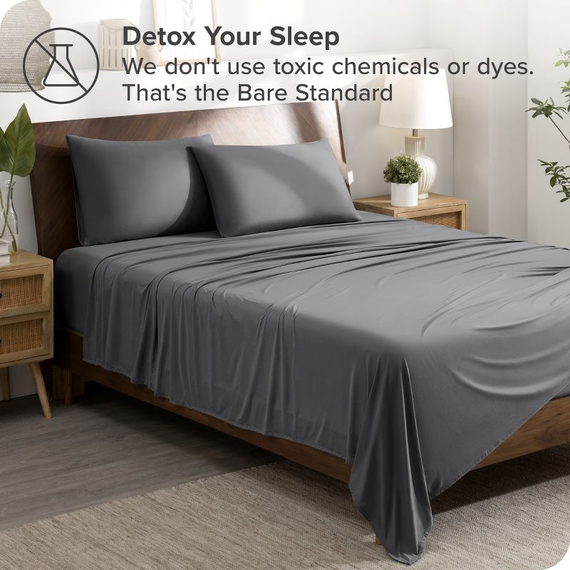 Full Grey Premium 4 Way Microfiber Stretch Knit Sheet Set by Bare Home