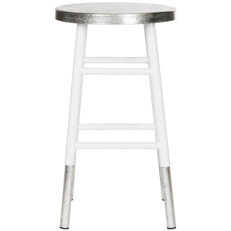 Kenzie Silver Dipped Counter Stool - FOX3211 - White/Silver - Safavieh Couture