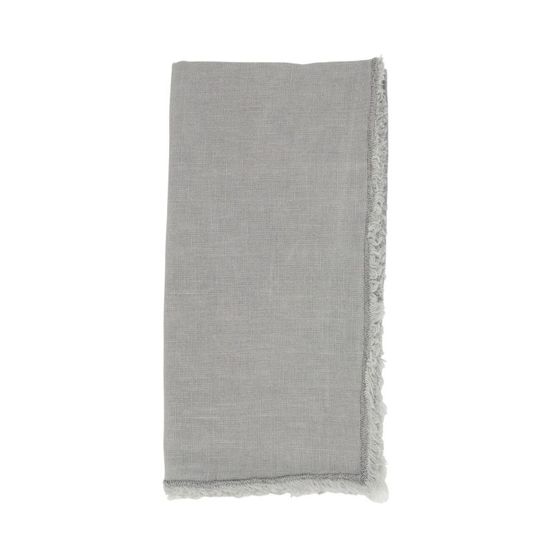 Saro Lifestyle Fringed Design Stone Washed Napkins (Set of 4), Grey