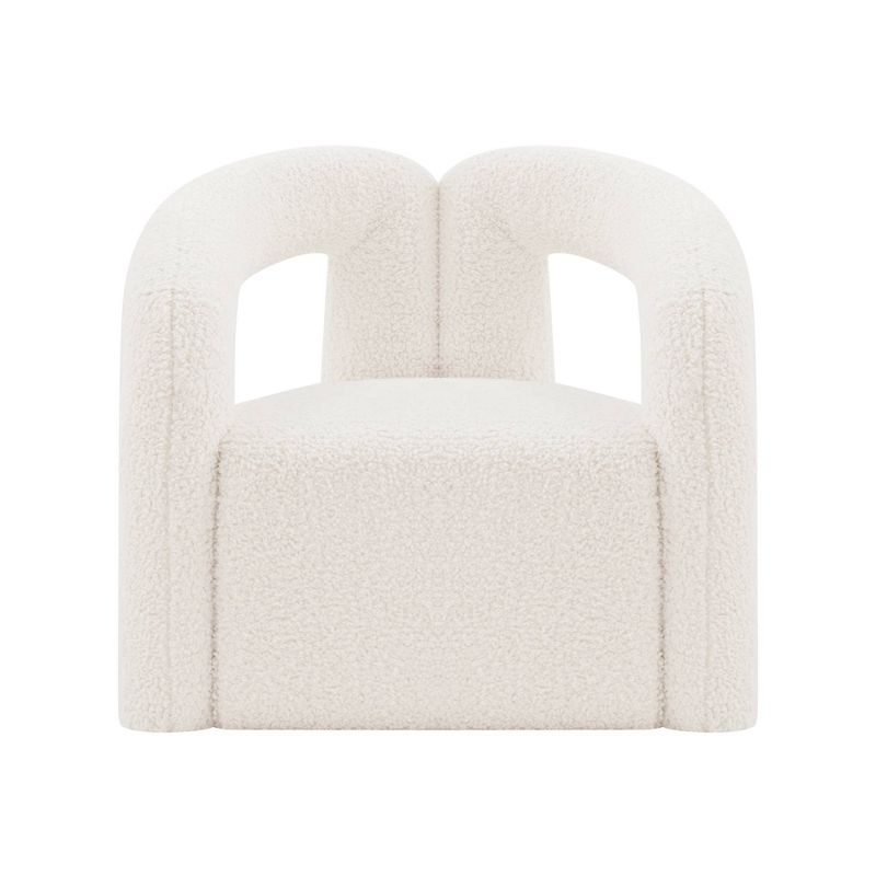 Darian Modern Boucle Upholstered Accent Chair Cream - Manhattan Comfort: Pine Wood Frame, High-Density Foam