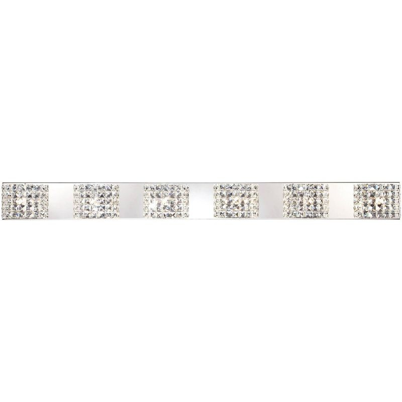 Vienna Full Spectrum Cesenna Modern Wall Light Chrome Hardwire 55" 6-Light Fixture Clear Crystal for Bedroom Bathroom Vanity Reading Living Room House