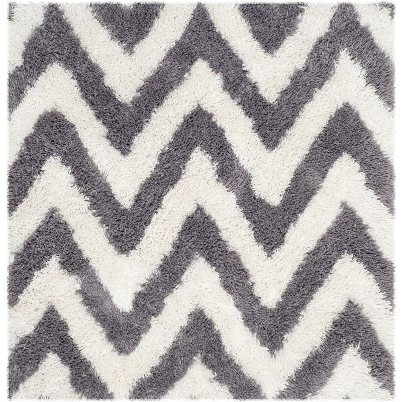 Shag SG250 Hand Tufted Area Rug - Ivory/Grey - 5'x5' - Safavieh.