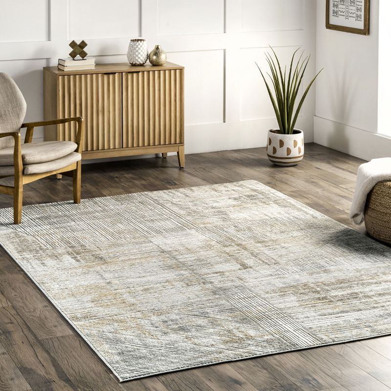 Nuloom Helene Abstract 5x8 Indoor Area Rug for Living Room Bedroom Dining Room Kitchen, Beige/Ivory