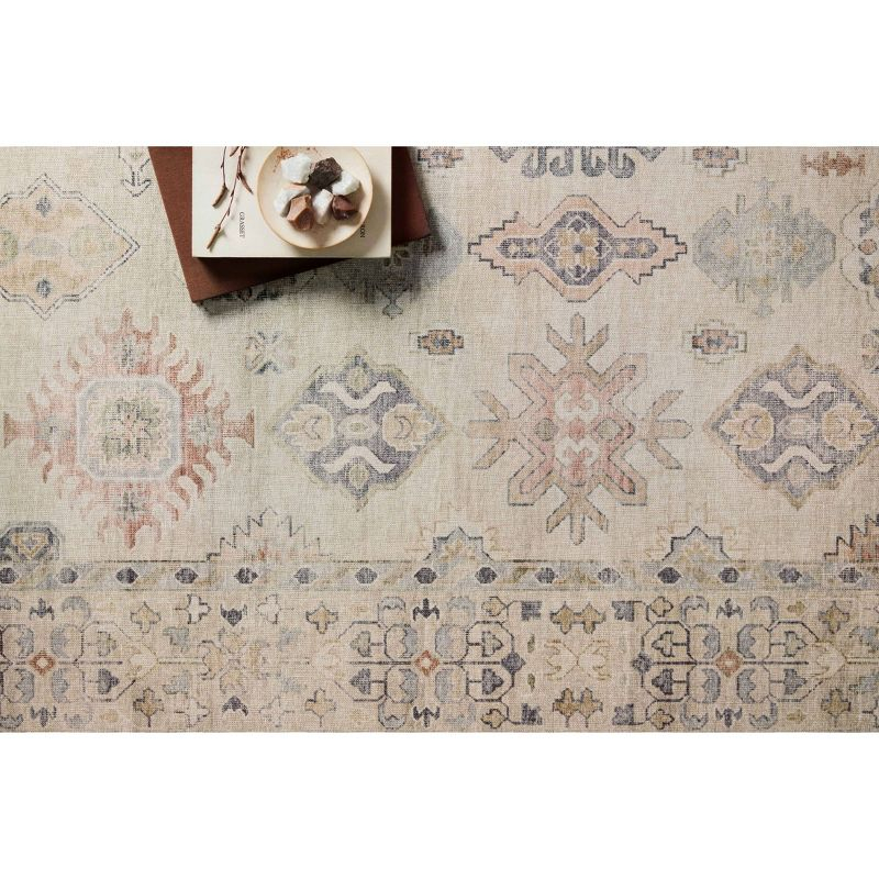 3'6"x5'6" Hathaway Rug Beige - Loloi Rugs: Traditional Medallion, Indoor Flat Pile, Polyester Canvas Backing