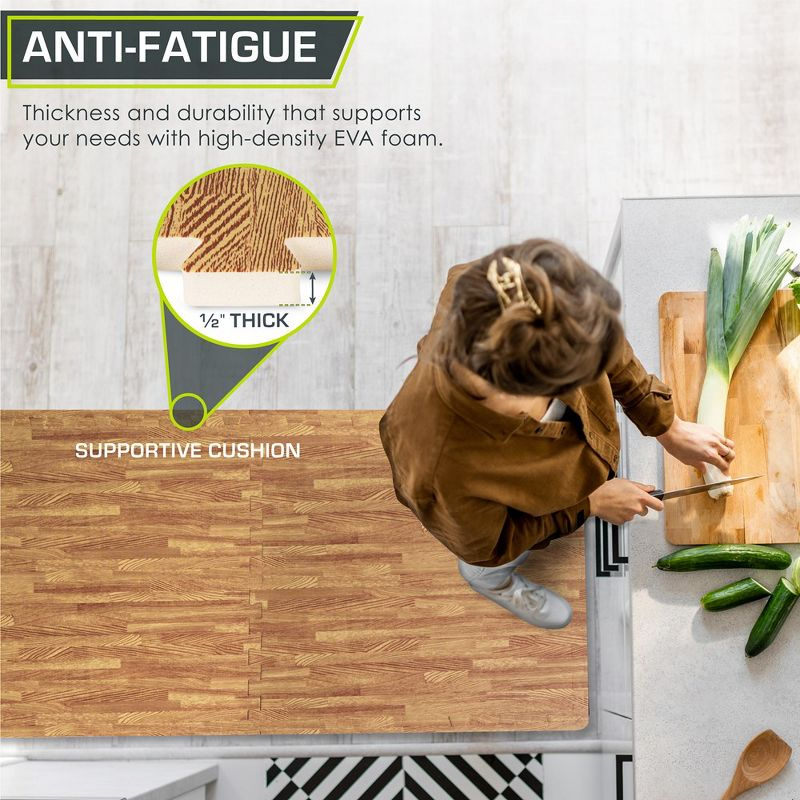 Wood Grain Puzzle Mat 1/2-in, Light Oak, 24 Sq Ft - 6 Tiles