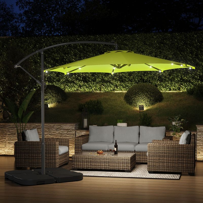 WestinTrends 10 Ft Outdoor Patio Solar LED Cantilever Umbrella, Lime Green