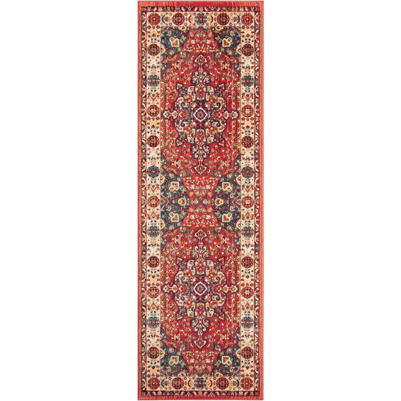 Kashan KSN305 Power Loomed Runner Rug - Red/Ivory - 2'6"x8' - Safavieh