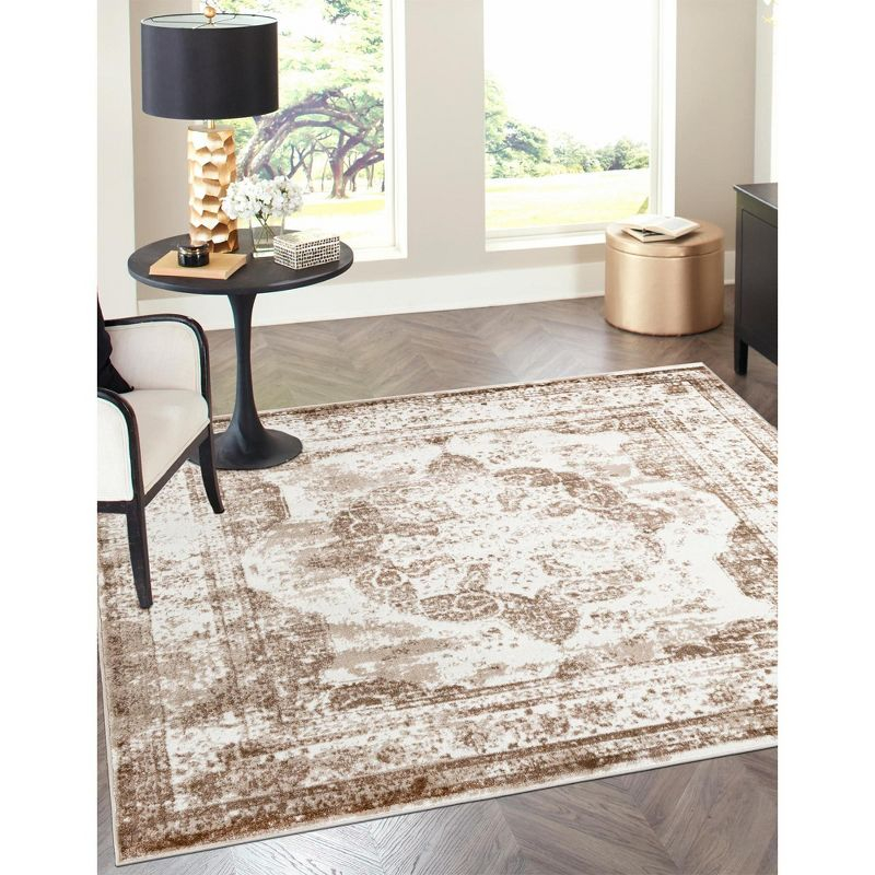 Unique Loom 8' 0 x 8' 0 Sofia Salle Garnier Beige Area Rug