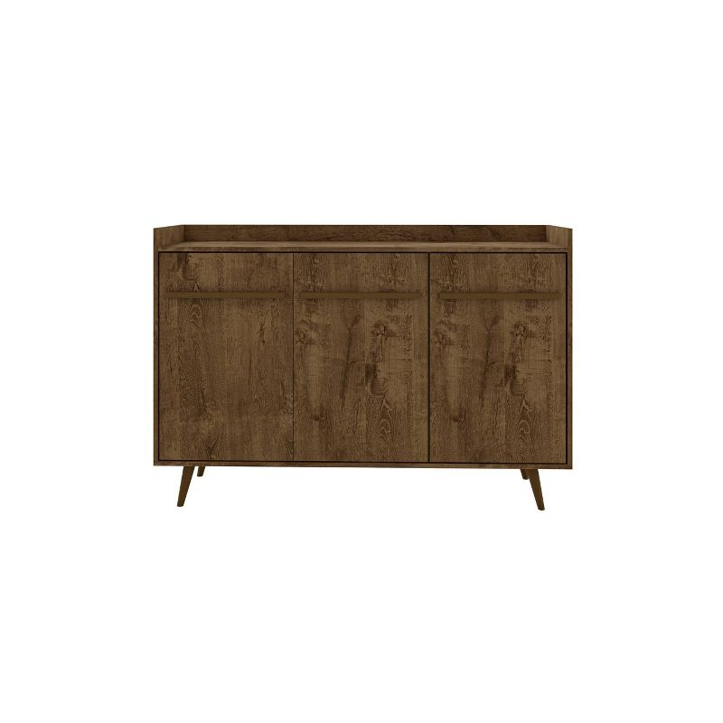 53.54" Bradley Buffet Stand Rustic Brown - Manhattan Comfort: Mid-Century Modern Sideboard, Fixed Shelves