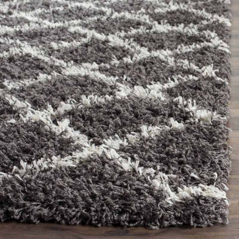 Dallas Shag SGD258 Power Loomed Indoor Area Rug - Dark Grey/Ivory - 5'1"x7'6" - Safavieh.