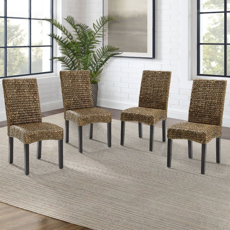 Set of 4 Edgewater Dining Chairs Seagrass/Dark Brown - Crosley