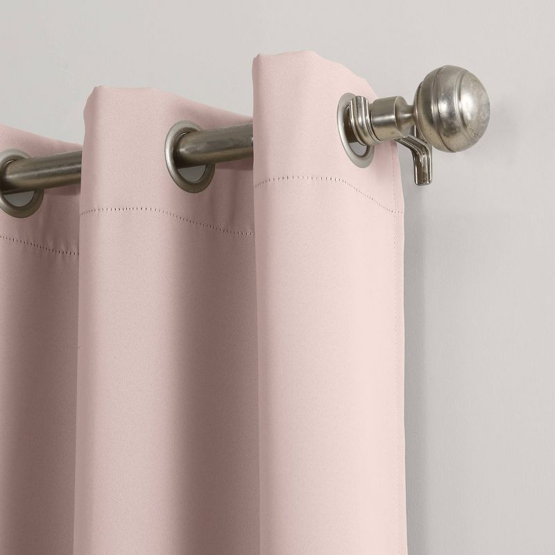 40"x63" Sun Zero Blackout Kenneth Energy Saving Grommet Curtain Panel Pink: Modern Noise Reduction Twill