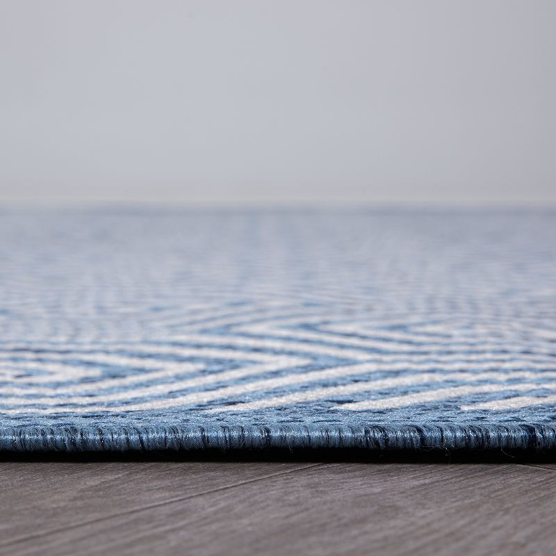 World Rug Gallery Modern Geometric Textured Flat Weave Indoor/Outdoor Area Rug - BLUE 2'x7'