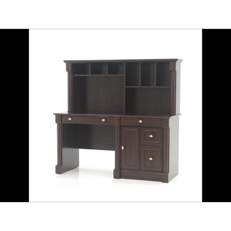 Palladia Computer Desk and Hutch Vintage Oak - Sauder: Home Office Workstation, Easy Glide Drawer