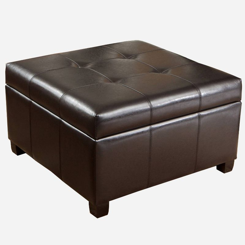 Richmond Bonded Leather Storage Ottoman Espresso: Coffee Table & Seating - Christopher Knight Home