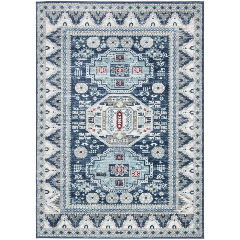 Kazak 100 KZK118 Machine Made Indoor Area Rug - Blue/Creme - 5'3"x7'6" - Safavieh