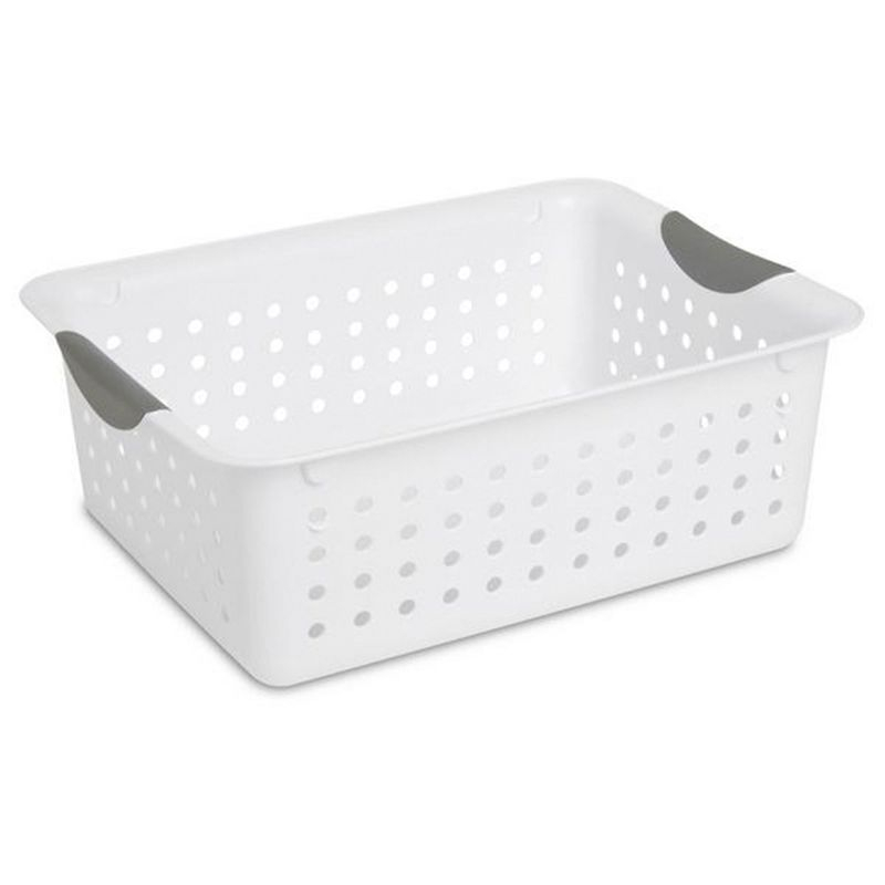 Sterilite Medium Ultra Basket, Storage Bin to Organize Closets, Cabinets, Pantry, Shelving and Countertop Space, White, 6-Pack