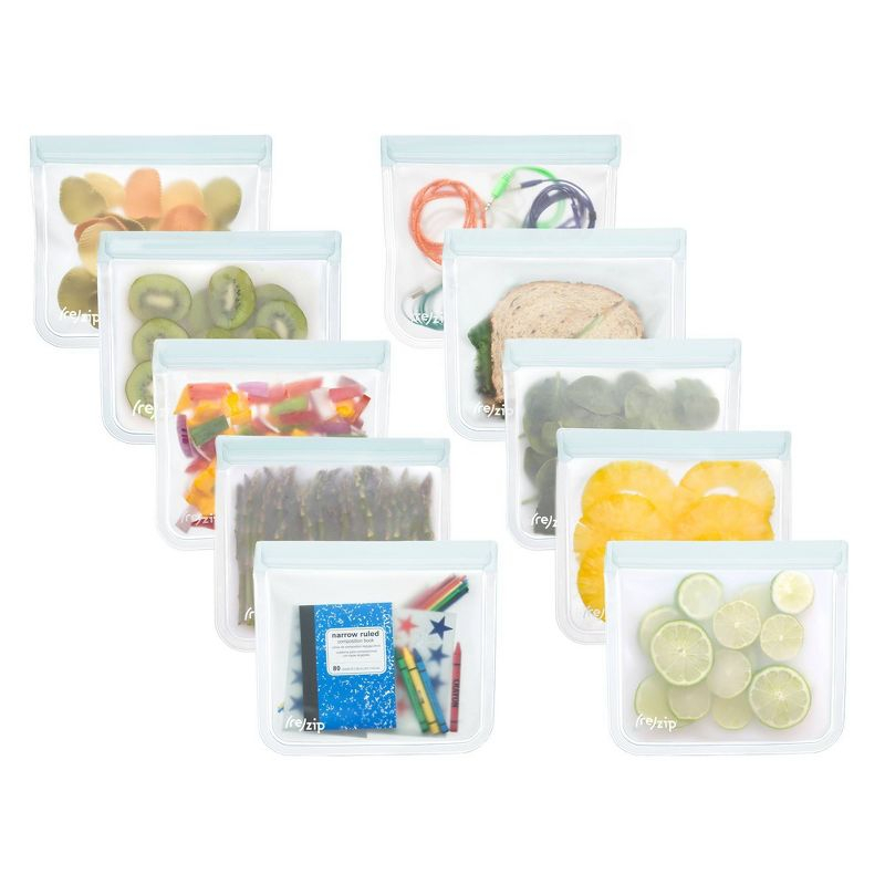 (re)zip Reusable Leakproof Food Storage Sandwich Lunch Bag Family Pack - 10pk