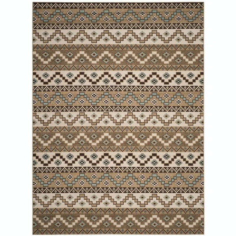 Veranda VER095 Power Loomed Indoor/Outdoor Area Rug - Creme/Brown - 8'x11' - Safavieh