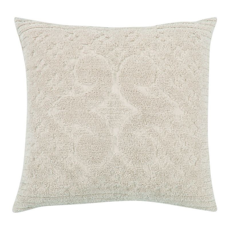 Better Trends Ashton – Luxurious 100% Cotton Tufted Euro Sham in Medallion Design, Super Soft & Lightweight, 26” x 26”, Ivory