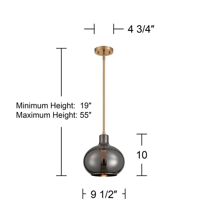 360 Lighting Partridge 9 1/2" Modern Pendant Ceiling Light Fixture Dining Room Over Table Kitchen Island Foyer Hanging Round Brass Mirror Glass Mini