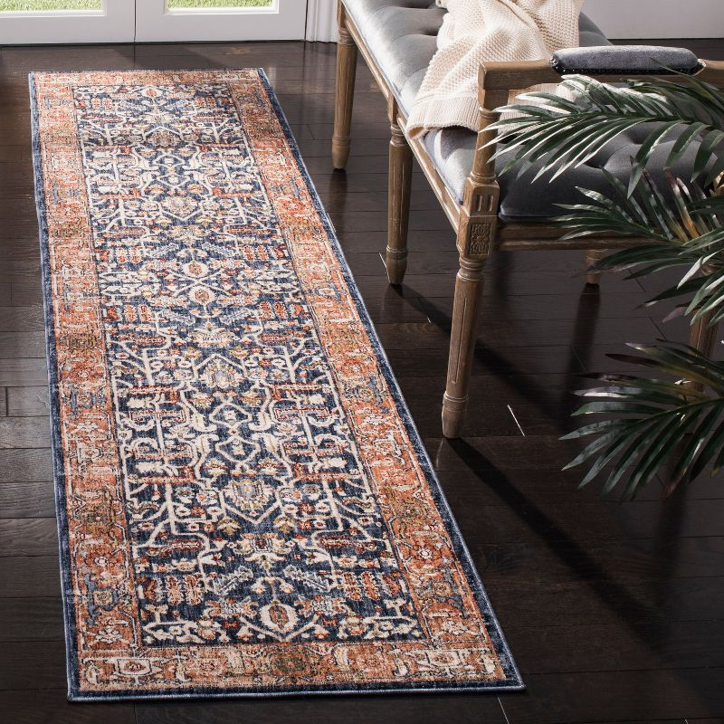 Heirloom HRL703 Power Loomed Runner Rug - Navy/Beige - 2'x8' - Safavieh.