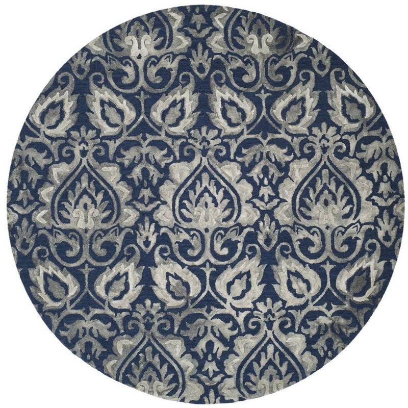 Dip Dye DDY511 Hand Tufted Area Rug - Navy/Grey - 7' Round - Safavieh.