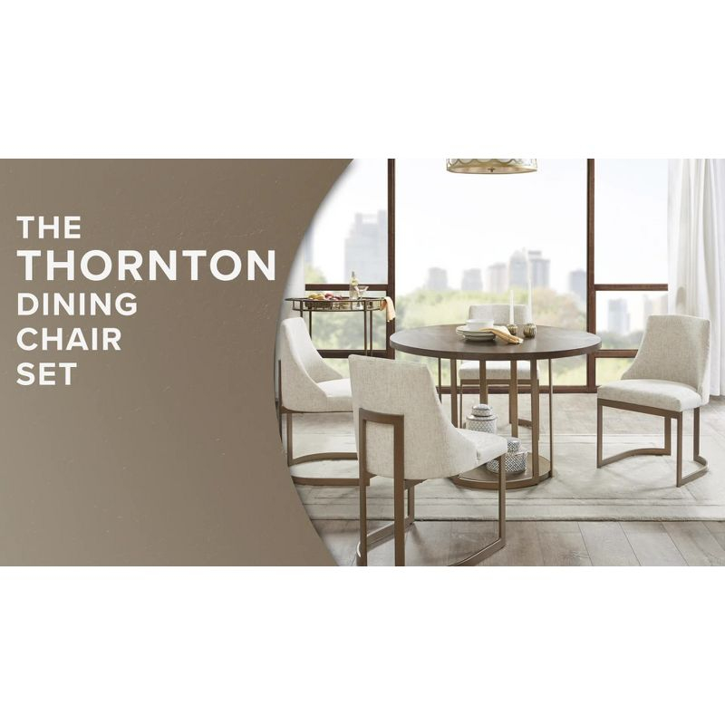 Madison Park Set of 2 Thornton Dining Chairs Gray: Upholstered, Metal Legs, Contemporary Style