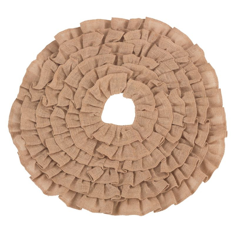 Saro Lifestyle Christmas Tree Skirt With Ruffled Edge, Natural, 84" Round