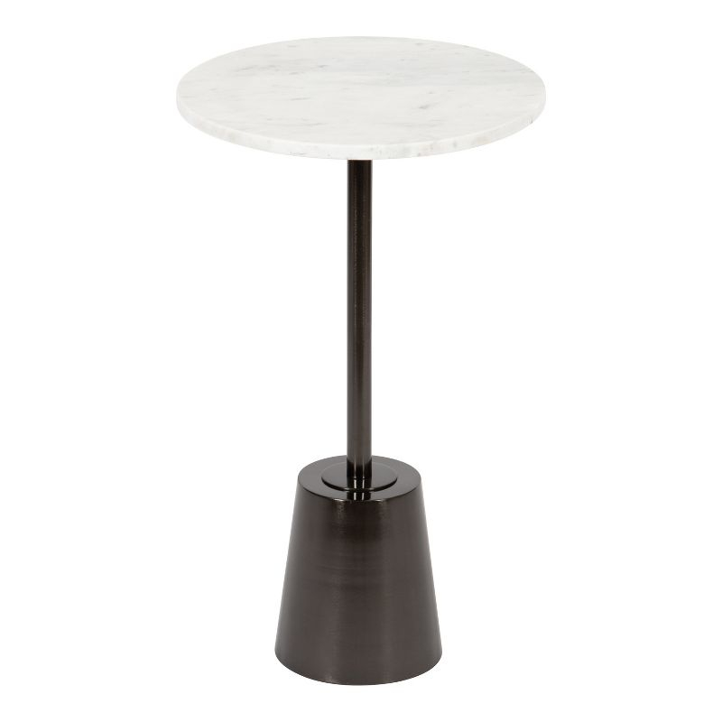 Kate and Laurel Tira Round Metal Side Table, 14x14x24, Pewter and White