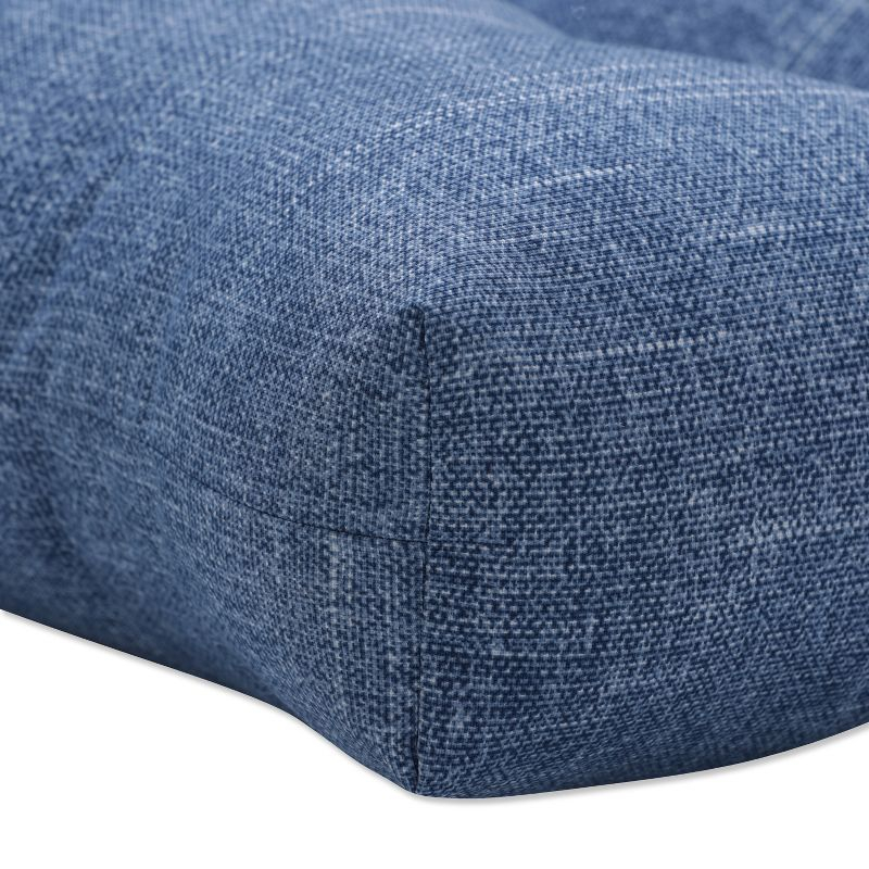 48" x 18" Outdoor Tufted Bench/Swing Cushion Tory Denim Blue - Pillow Perfect: Weather & Fade-Resistant