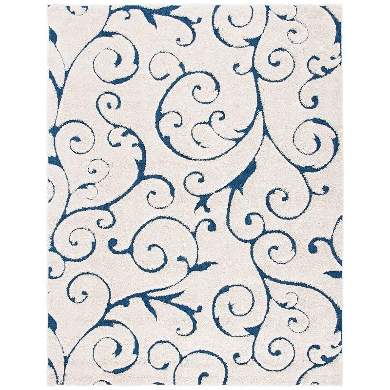 Florida Shag SG455 Power Loomed Indoor Area Rug - Cream/Blue - 9'6"x13' - Safavieh.