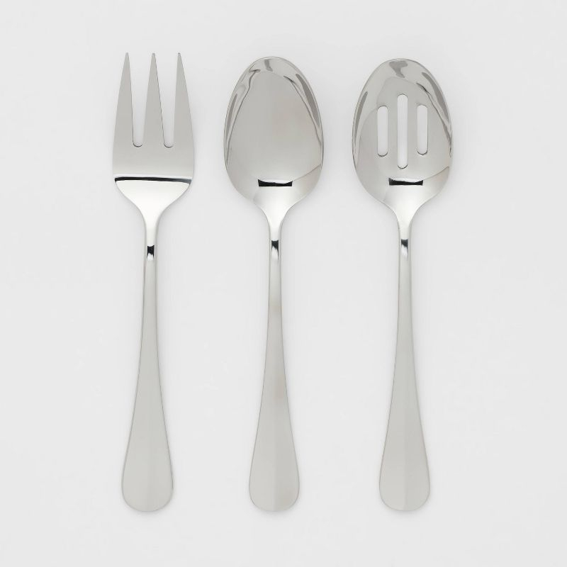 3pc Sussex Serve Set Silver - Threshold™: Stainless Steel Serving Utensils, Fork & Spoons, Dishwasher-Safe