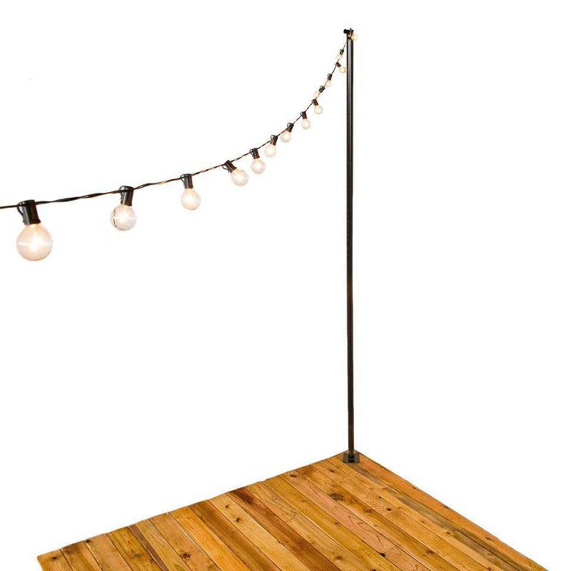 Allsop 9.5ft Heavy-Duty String Light Pole Stand with Freestanding Tank Base for Grass, Patio, Deck, Events