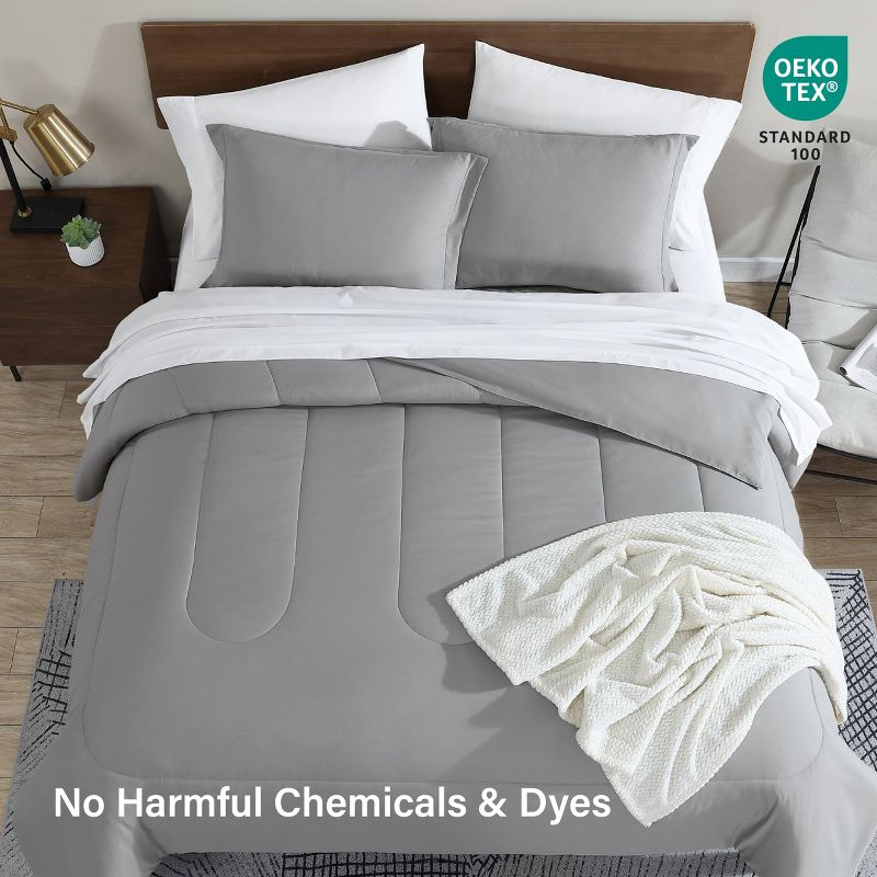 Swift Home | 8-Piece Ultra Soft Solid Bed-In-A-Bag Bedding Set Black Queen
